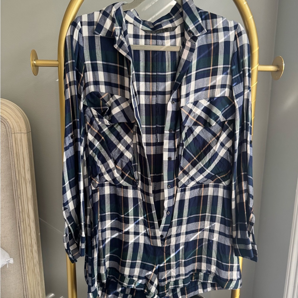 Zara Plaid Jumpsuit in Blue and White